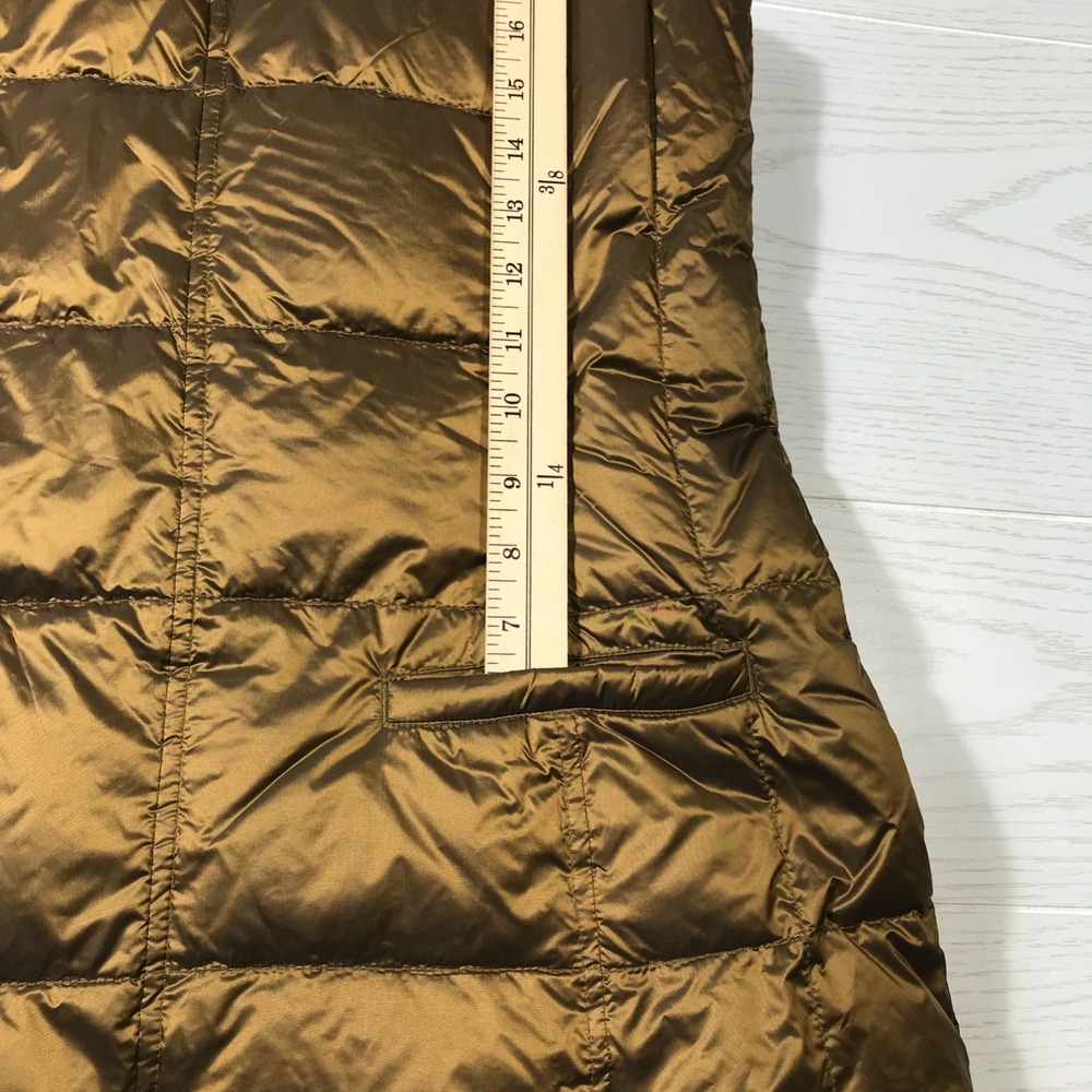 Womens Duck Down Quilted Puffer Vest Size Small Gold Zip Pockets High Collar - Picture 9 of 14